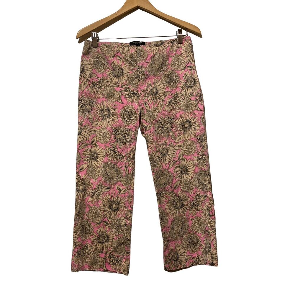 KAREN KANE LIFESTYLE Pink Floral‎ Ankle Pants Size 8 Medium